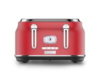 Westinghouse Retro Broodrooster - 4 Slices - Rood - Met Warmhoudrek