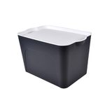 Homéa Essentiel Storage Box with Lid, Plastic, 26 L, Black and White, L 40 x W 27 x H 24.5 cm