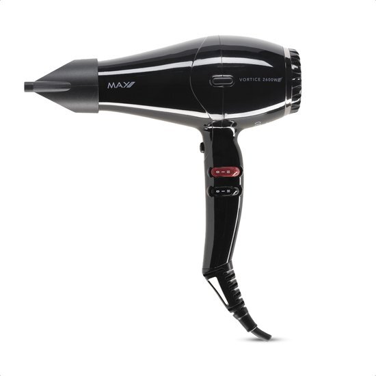 Max Pro Vortice Föhn 2600W| Inclusief Diffuser & Twee Mondstukken | Professionele Haardroger | Hair Dryer | Reisfohn | Geschikt voor Krullen | Alle Haartypes | Versnelde Droogtijd | Verminderd Haarbeschadiging