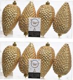 Decoris Kaemingk B.V. 8x Gouden dennenappels kerstballen 12 cm - Glitter - Onbreekbare plastic kerstballen - Kerstboomversiering goud