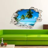 Sticker Shenzhen Haorui Industrial Technology Co., Ltd. 3D Effect Sticker | Tropisch Landschap Muursticker - Behangdecoratie Optische Illusie Kamer en Woonkamer | 60 x 90 cm