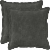 vidaXL - Kussensloop - 2 stuks - Katoensatijn - Antracietkleurig - 30 x 30 cm