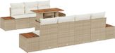 vidaXL Tuinbank Set Beige Poly Rattan