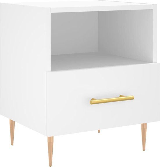 vidaXL Nachtkastje 40x35x47,5 cm Bewerkt Hout Wit