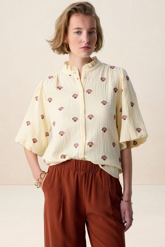 Sissy-Boy Lichtgele blouse met embroidery