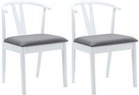 vidaXL Eetkamerstoel - 2 stuks - Massief Rubberhout - Wit en Grijs