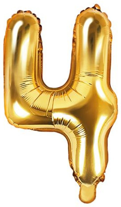 - """Folie ballon nummer """"4"""", 35cm, goud"""