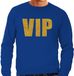Bellatio Decorations Verkleed glitter sweater heren - blauw - VIP - glitter goud - foute party XXL
