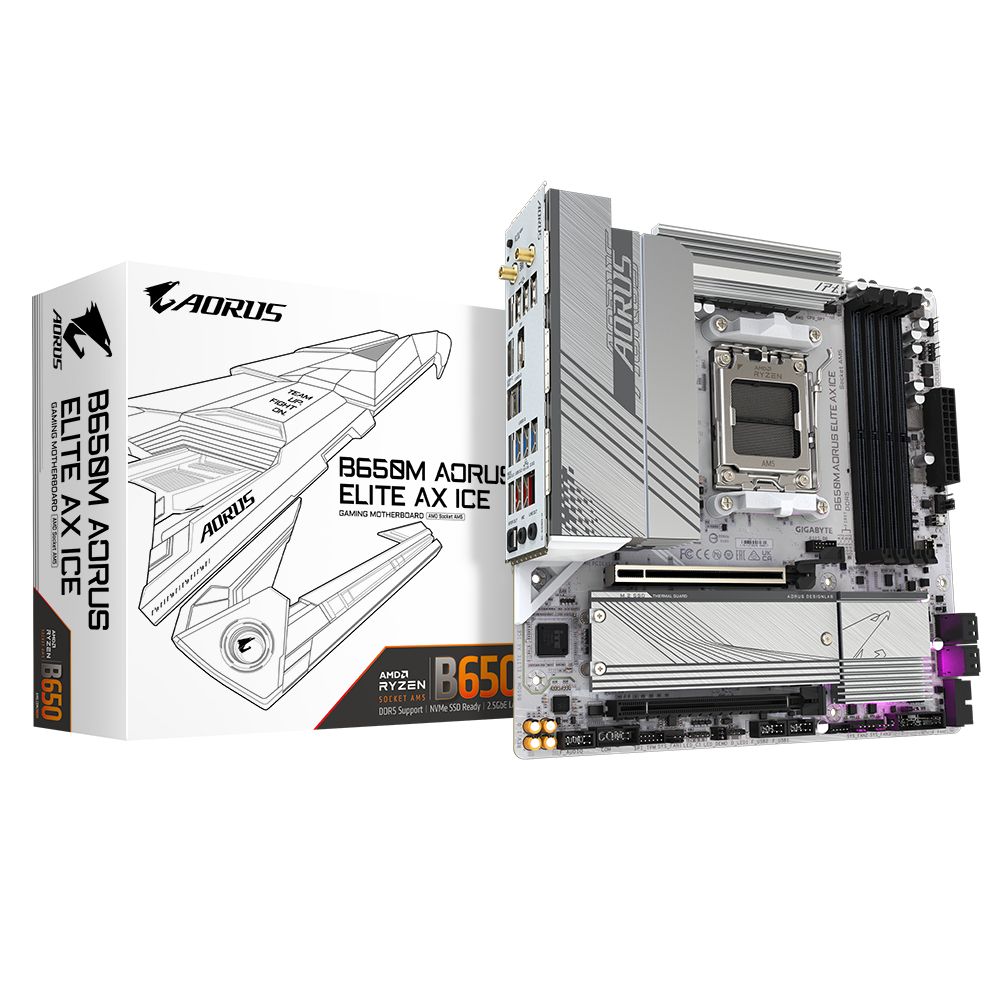 GIGABYTE B650M AORUS ELITE AX ICE | AMD B650 | Socket AM5 | Micro ATX