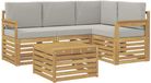vidaXL Hoek loungeset 5-delig Wit en Lichtgrijs Polyester Inclusief Tafel