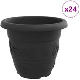 vidaXL Pot de fleurs rond 24 pièces Noir Plastique Ø 39 x 32 cm