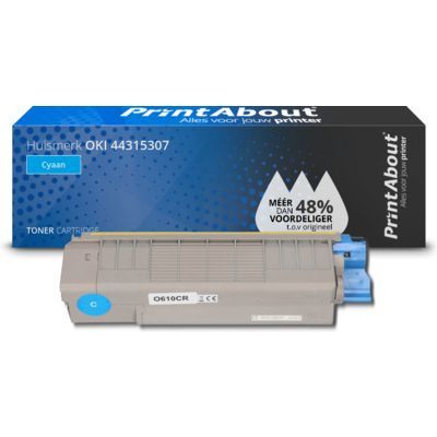 PrintAbout Huismerk OKI 44315307 Toner Cyaan