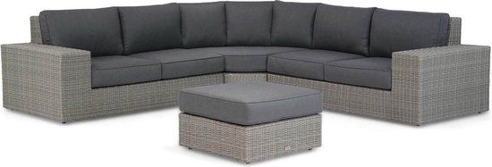 Garden Collections Oxford 4-delige hoek loungeset - Wicker - Grijs-antraciet - 5 zitplekken
