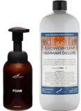 Claudius Cosmetics B.V. Foam Zeepdispenser 300 ml amber bruin hervulbaar + 1 liter Foam Hammam Deluxe navulling