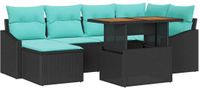 vidaXL Tuinbank - Zwart - Polyrattan - Inclusief kussen