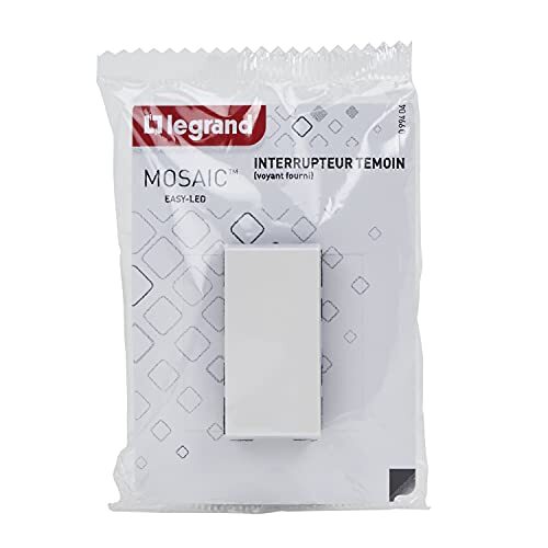 LEGRAND Inbouwschakelaar, eenvoudige of wisselschakelaar, controlelampje met Mosaic Easy-LED 10 A – 1 module Mozaïek – schakelaar wit All-in-One voor lichtfunctie of controlelampje