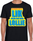 Bellatio Decorations Foute party T-shirt heren - zwart - Lik maar aan mijn lollie - carnaval / themafeest XXL