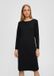 s.Oliver Dames Midi Jurk met Structuurpatroon Zwart Lange Mouw Ronde Hals Effen Polyester 36