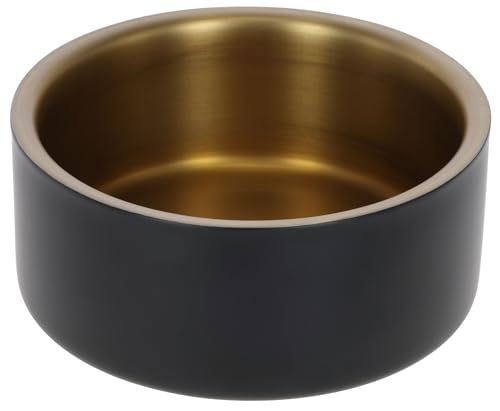 Kerbl Pet roestvrijstalen voerbak Golden, 900 ml, zwart/goud, 7,4 cm, Ø17 cm