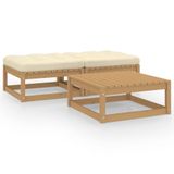 vidaXL 3-delige loungeset met kussens massief grenenhout