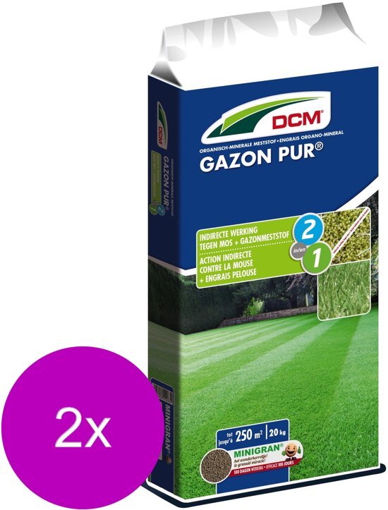 DCM Gazon Pur 250 m2 - Gazonmeststoffen - 2 x 20 kg (Mg