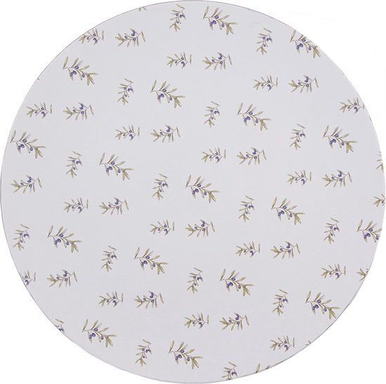 Clayre & Eef Onderbord Ø 33 cm Wit Kunststof Olijven