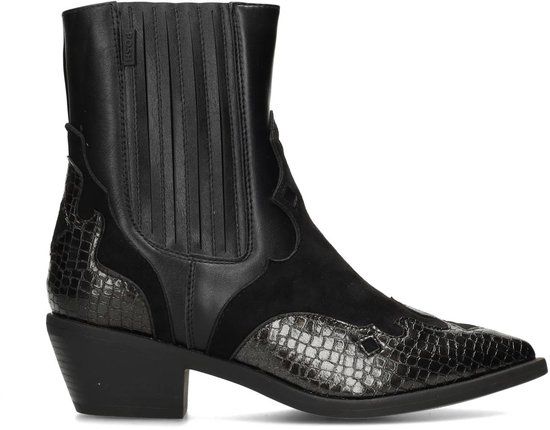 POSH by Poelman ROXI Damen Stiefeletten Zwart Imitatieleer Enkellaarzen Maat 39
