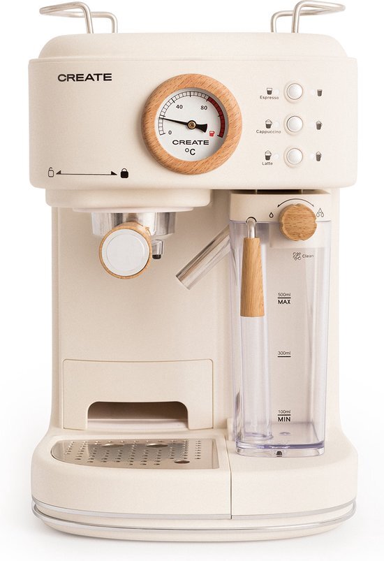 Create - THERA MATT PRO - 20bar halfautomatische espressomachine - Met melkreservoir - Gebroken wit beige