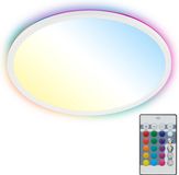 B.K.LICHT LED Plafondlamp met RGBIC achtergrondverlichting, Afstandsbediening, CCT, Dimbaar, 42x3 cm, Wit