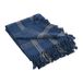 Creative Co-Op Gerecycleerde katoenmix deken met franje, blauwe plaid