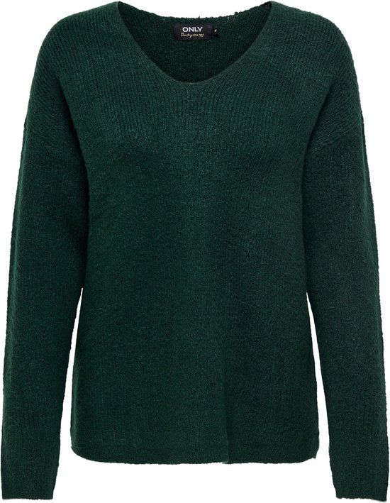 ONLY ONLCAMILLA V-NECK L/S PULLOVER KNT NOOS - Donkergroen - Maat M