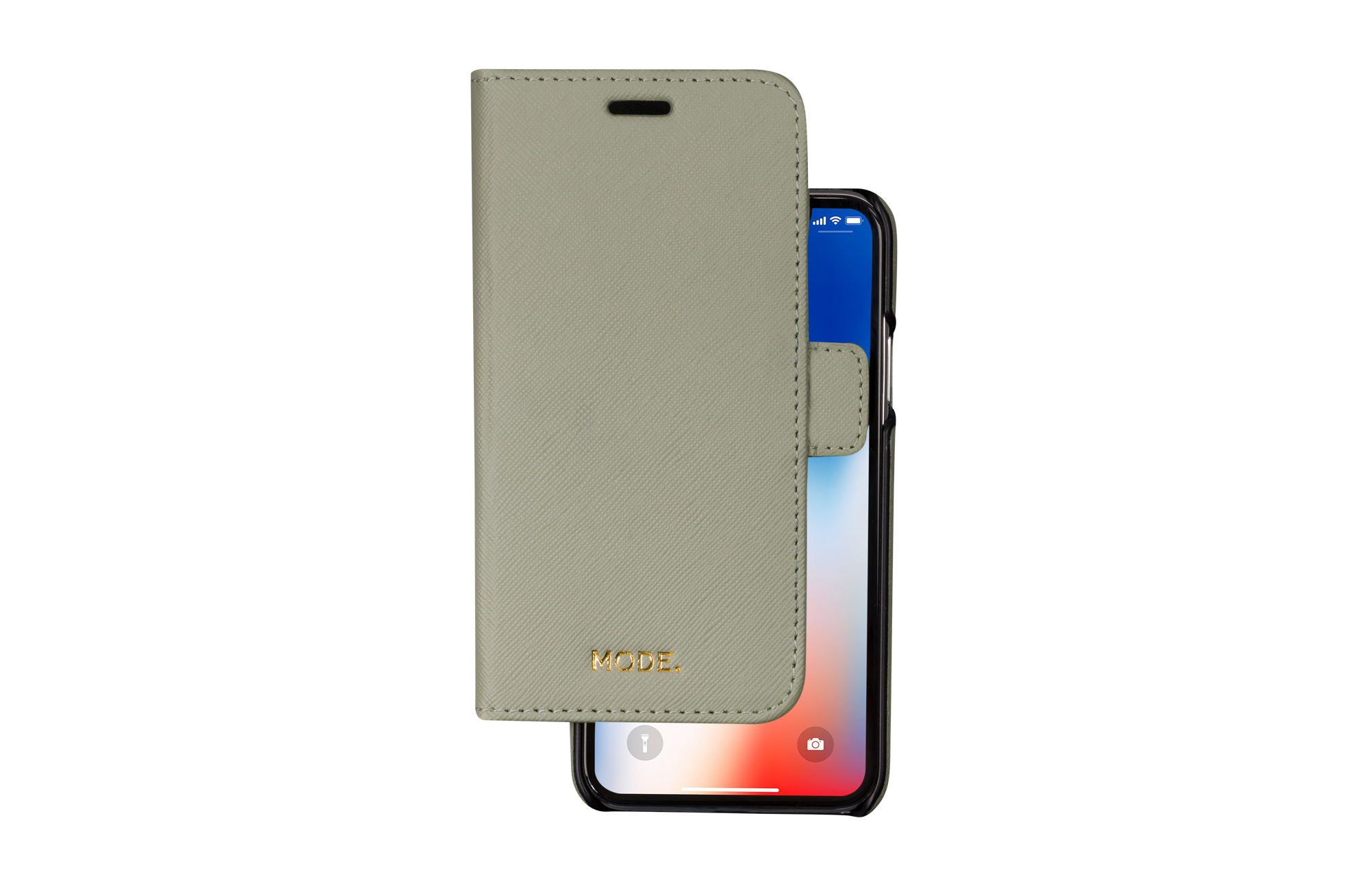 D. Bramante iPhone X/Xs hoesje leer wit groen NYI8IVGR5067