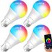 ANTELA Lampe LED intelligente wifi, dimmable, 10 W, RGB & 2700 K-6500 K blanc froid, compatible avec Alexa/Google Home, 4 pièces