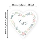 Avery - 140 Thank You Heart Stickers - 37 x 37 mm - Recycled Paper - Floral Wreath - 4 Sheets A4