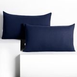 DecoKing 2 kussenslopen 50x60 cm katoen ritssluiting donkerblauw amber