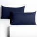 DecoKing 2 kussenslopen 50x60 cm katoen ritssluiting donkerblauw amber