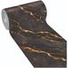 Tapis de cuisine en caoutchouc et PVC imprimé en haute résolution HD, résistant aux taches, antidérapant, marbre sombre veiné doré - 51x270 cm