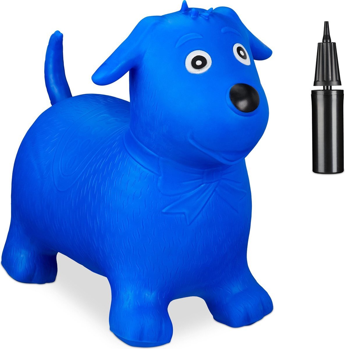 Relaxdays Skippy dier hond - skippyhond - springdier - skippybal - tot 80 kg - luchtpompje blauw