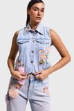 It's Basic FLORAL DENIM WAISTCOAT