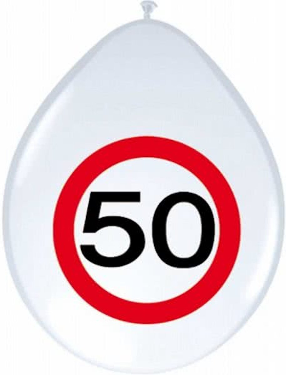 Folat Ballonnen Verkeersbord - 50 jaar 8st