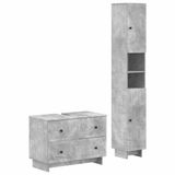 vidaXL - 2-delige - Badkamerkast - Set - EDE - Betongrijs - Bewerkt - hout