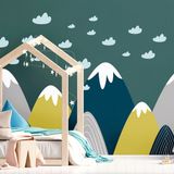 Ambiance Sticker Muursticker Kinderkamer Decoratie Babykamer - Scandinavische Bergen DONKA - 80x120cm
