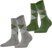 Burlington Everyday Argyle 2-Pack gedessineerd katoen sokken dames grijs - maat 36-41