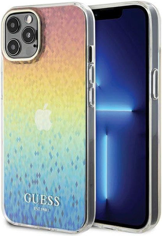 Guess IML Faceted Mirror Disco Iridescent Back Case for Apple iPhone 12 / 12 Pro - Rainbow