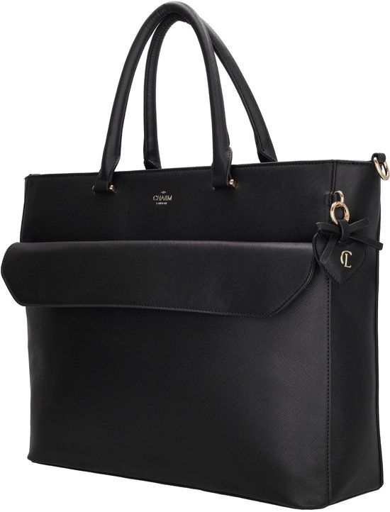 Charm London Cambridge Laptoptas 15,6 inch - Handtas - Shopper - Werktas - A4 - Laptopvak - Zwart