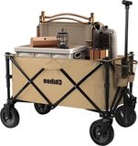 Sans marque Chariot de jardin pliable robuste avec 2 porte-gobelets et roues pivotantes - grande capacité, tissu amovible pour événements sportifs, sorties à la plage Chariot de jardin