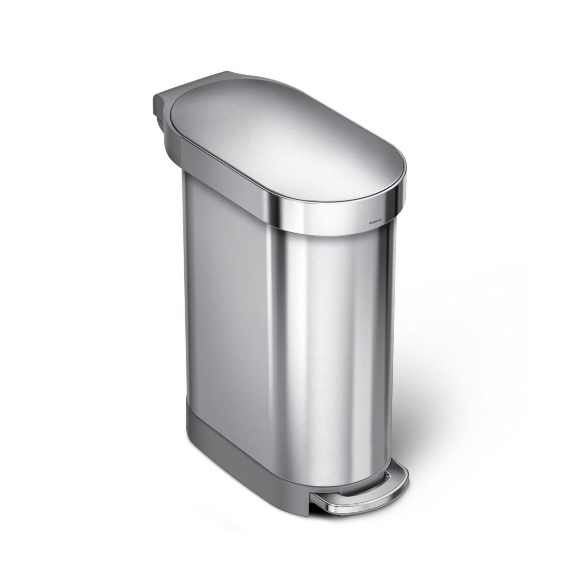 simplehuman Slimline Pedal Bin - 45L - Silver Stainless Steel