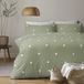 Appletree Saliegroen dekbedovertreksets met witte stippen - Kingsize beddengoed (230 x 220 cm)