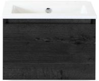 BES LED Frozen Badmeubelset 60 cm - Greeplijst in Kleur - Black Oak - Keramische Wastafel Wit Zonder Kraangat