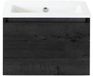 BES LED Frozen Badmeubelset 60 cm - Greeplijst in Kleur - Black Oak - Keramische Wastafel Wit Zonder Kraangat